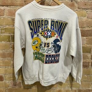 Tultex Vintage Off-White Super Bowl XXXI Graphic Crewneck Sweatshirt 1998